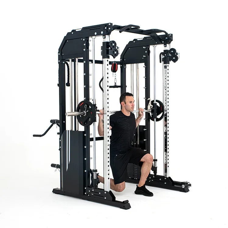 For Multi-Function Smith Machine Trainer Cross Fitness Power Rack Smith Machine Steel Tube Squat Rack