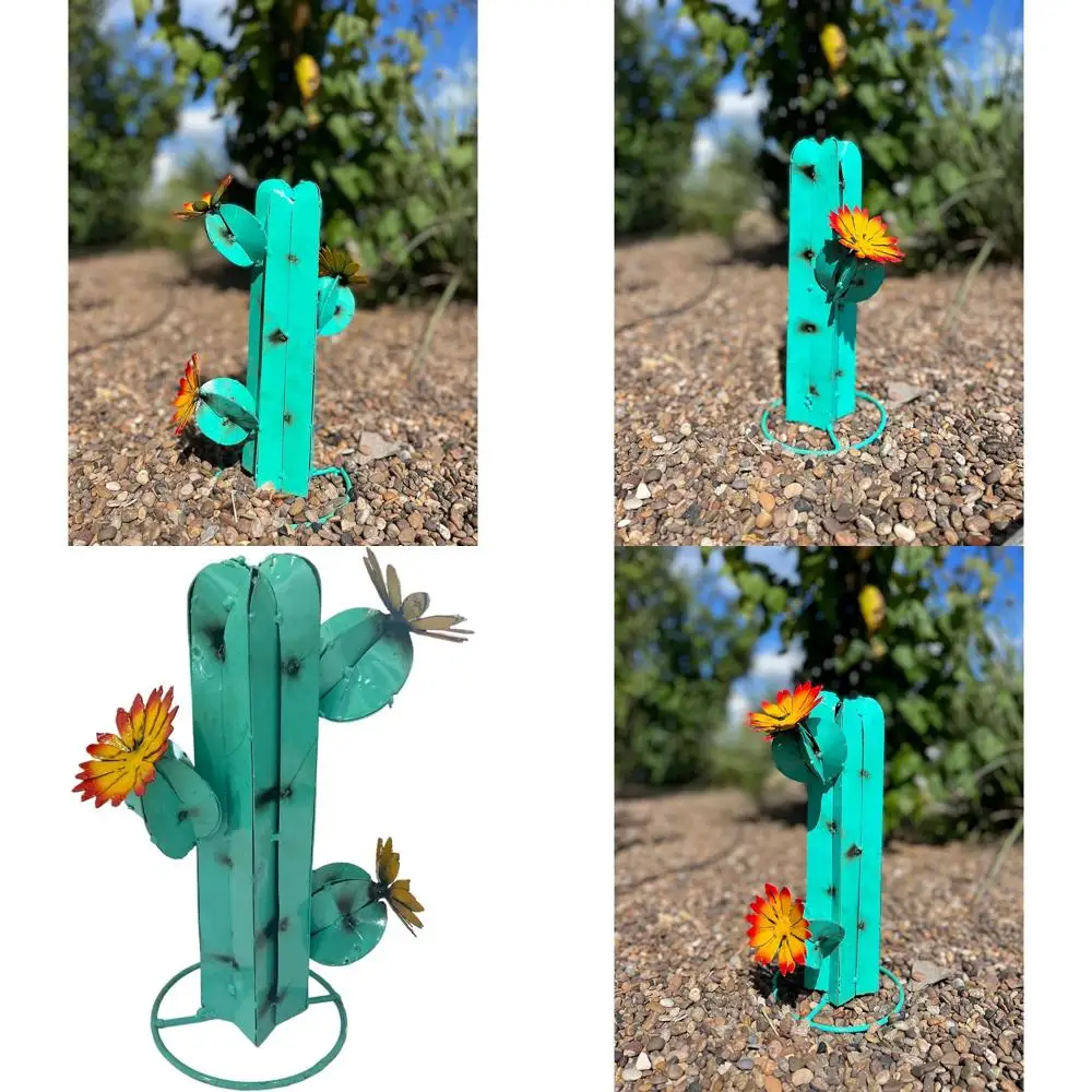 

Turquoise Miniature Metal Saguaro Garden Sculpture