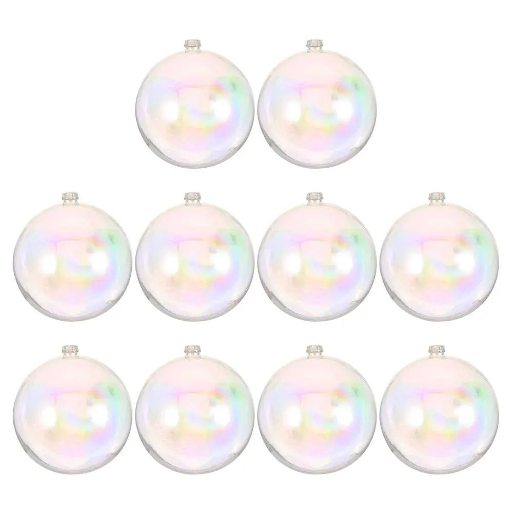 

10Pcs Wish Ball Hanging Clear Iridescent Plastic Balls Fillable Ornaments DIY Xmas Tree Decorations Clear Bubble Baubles