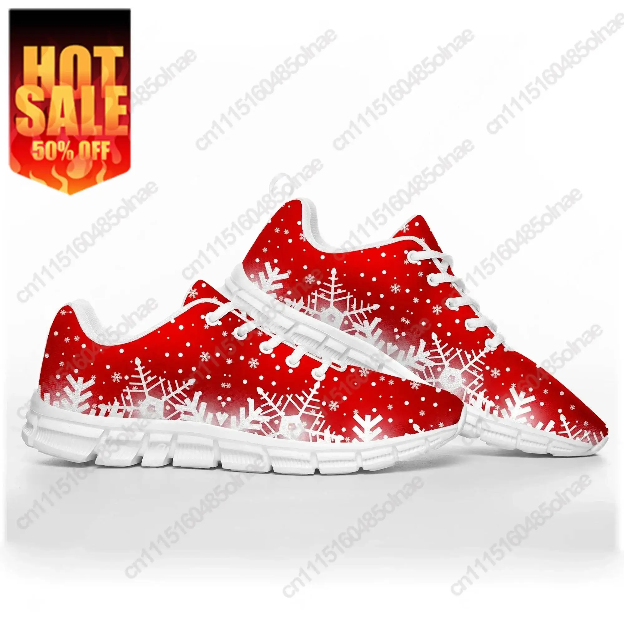 White Snowflake Red Christmas Santa Claus Snowman Sports Shoes Mens Womens Comfortable Sneakers Custom Couple Shoes