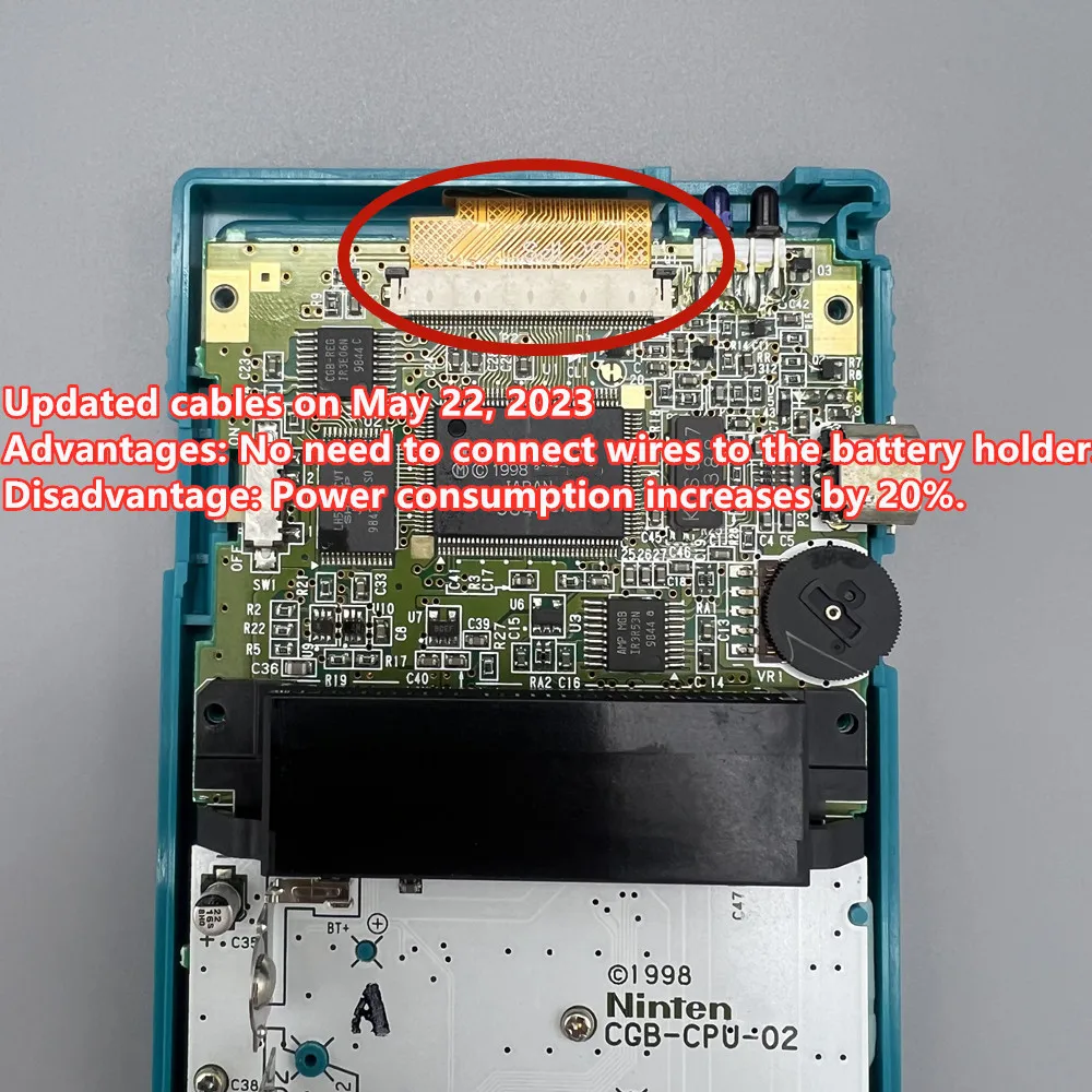 Layar LCD kecerahan tinggi IPS 2.6 inci untuk Nintendo Gameboy warna untuk GBC IPS LCD, perlu memotong penutup cangkang