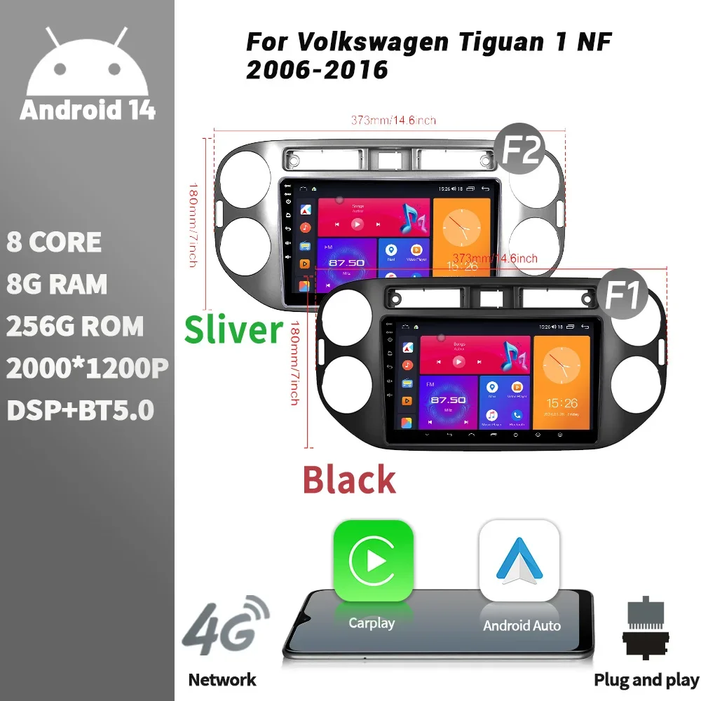 

Wireless CarPlay Touch Screen Android Bluetooth WIFI Car Radio For Volkswagen Tiguan 1 NF 2006-2016 Multimedia Player