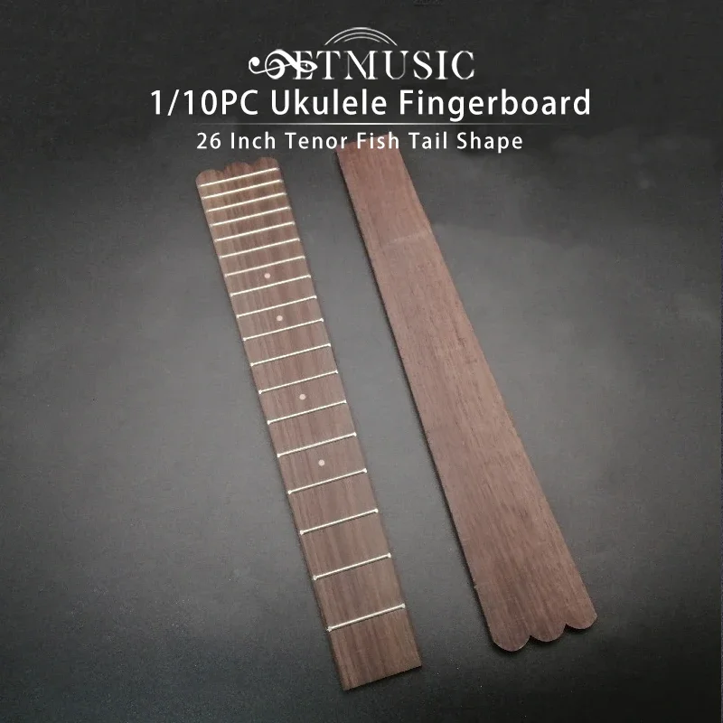 1/10 pçs 26 Polegada tenor peixe cauda forma ukulele fingerboard com 3mm ponto 18 traste jacarandá uk fingerboard substituição