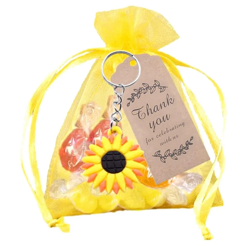 JY-60PCS Sunflower Keychain Sunflower Theme Party Favors Set