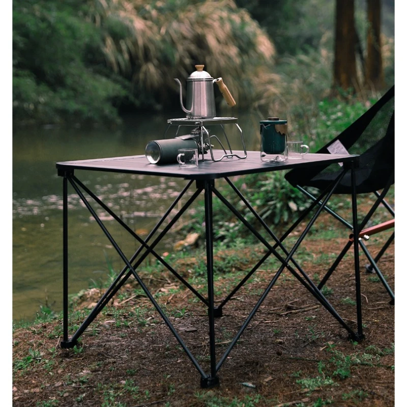 Mesa Cuadrada Ligera de Aleación de Aluminio, Mesa Plegable Portátil para Exteriores, Mesa de Camping, Mesa para Barbacoa, Mesa para Picnic