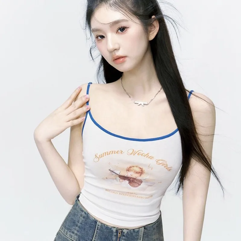 

STSVZORR Cute Tops Youthful Women's Clothing Y2k Woman Clothes Tanks & Camis Sexy Top Summer Crop Korean Tees