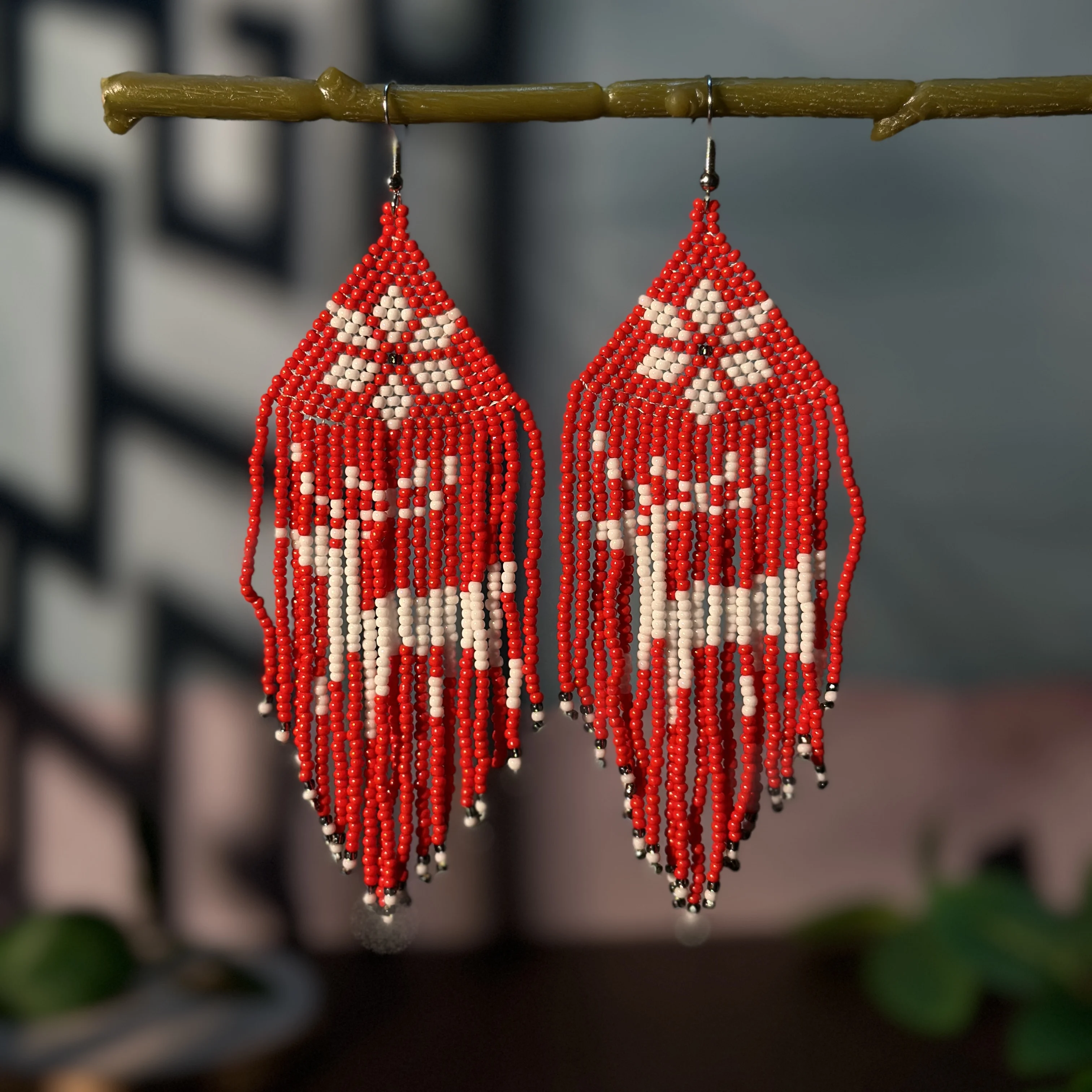 Christmas elk beaded tassel earrings seed beads hand-woven glass beads earrings lady jewelry suitable for daily wear holiday gif