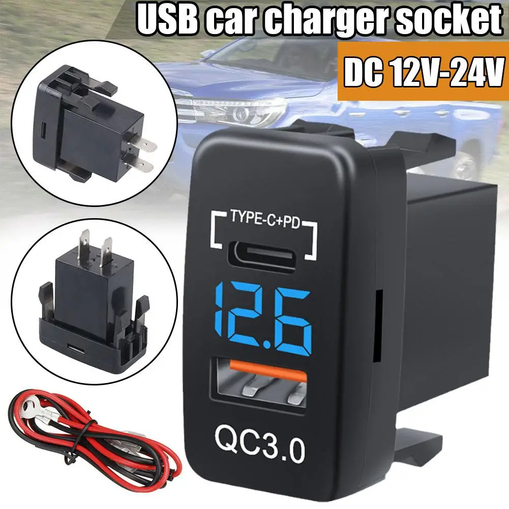 12V Car Cigarette Lighter Socket Auto Charger QC3.0 PD Dual USB 33x23mm 40x22mm Outlet Special Use for Toyota USB Port Sock N2Y0