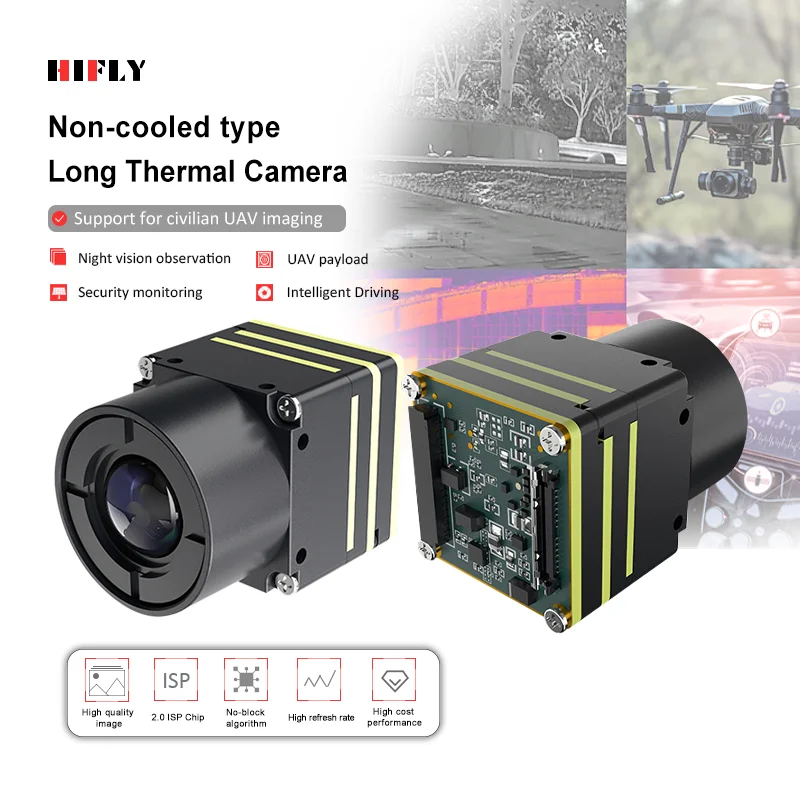HIFLY 640x512 وحدة كاميرا حرارية صغيرة للرؤية الليلية LWIR للفحص الصناعي للطائرات بدون طيار