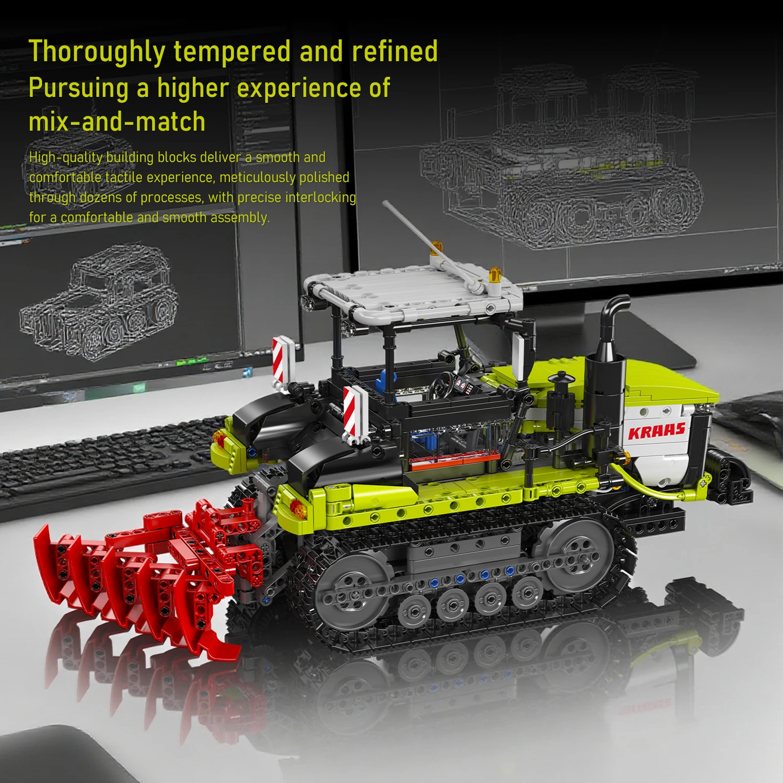 17093 Crawler Tractor Building Blocks 1357pcs Construction Vehicle Model DIY Assembly Toy