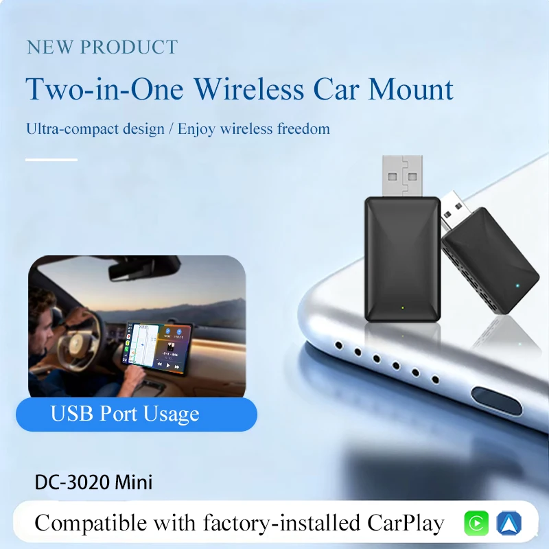 Wireless Carplay Adapter Android Auto Wired to Wireless Smart Mini Box Plug＆Play Automatic Connection Car Intelligent Systems