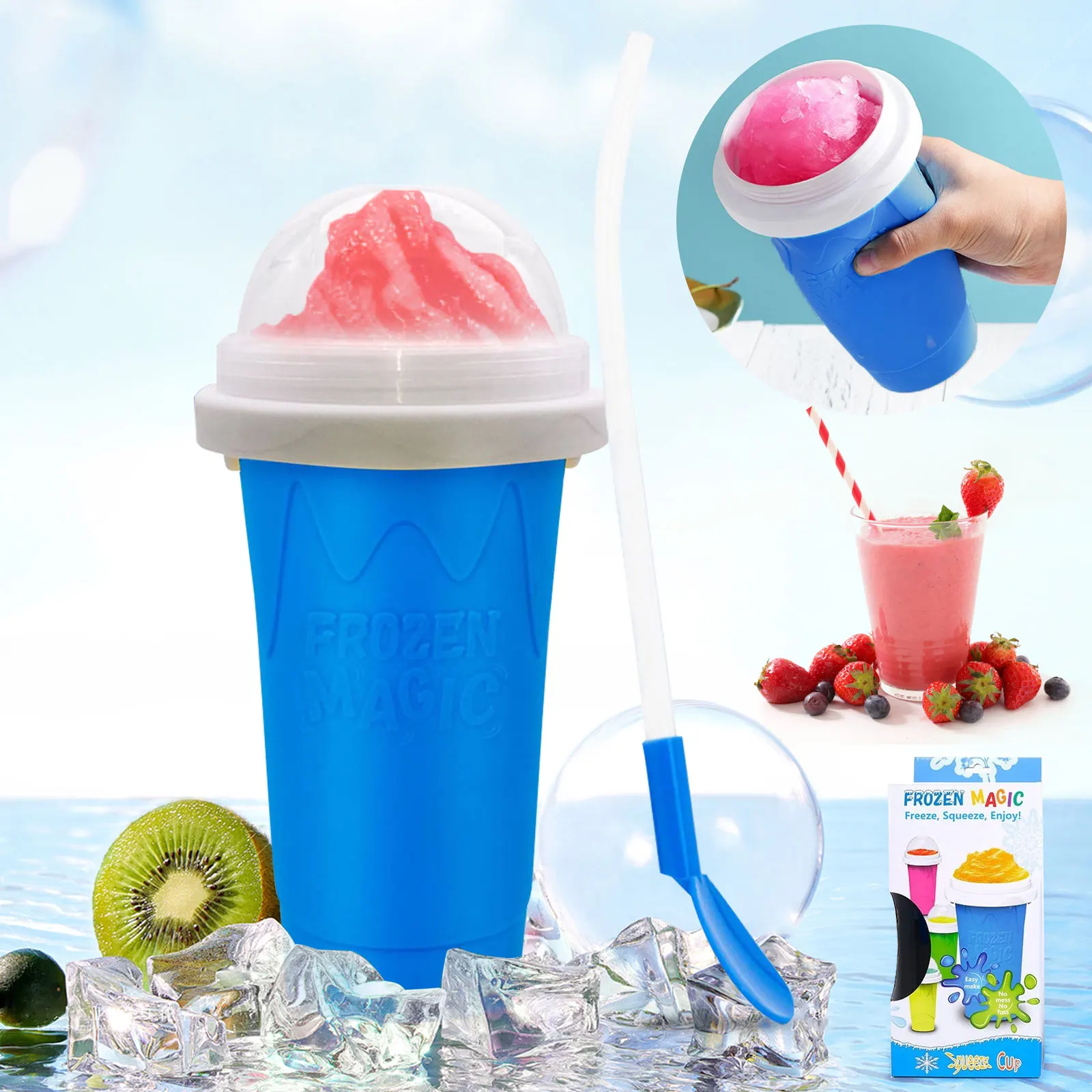 Frozen Squeeze Slushy Cup Quick-frozen Smoothies Sand Cup Ice Cream Pussy Hail Bucket Bottle Manual Shake Slushy Maker Mug