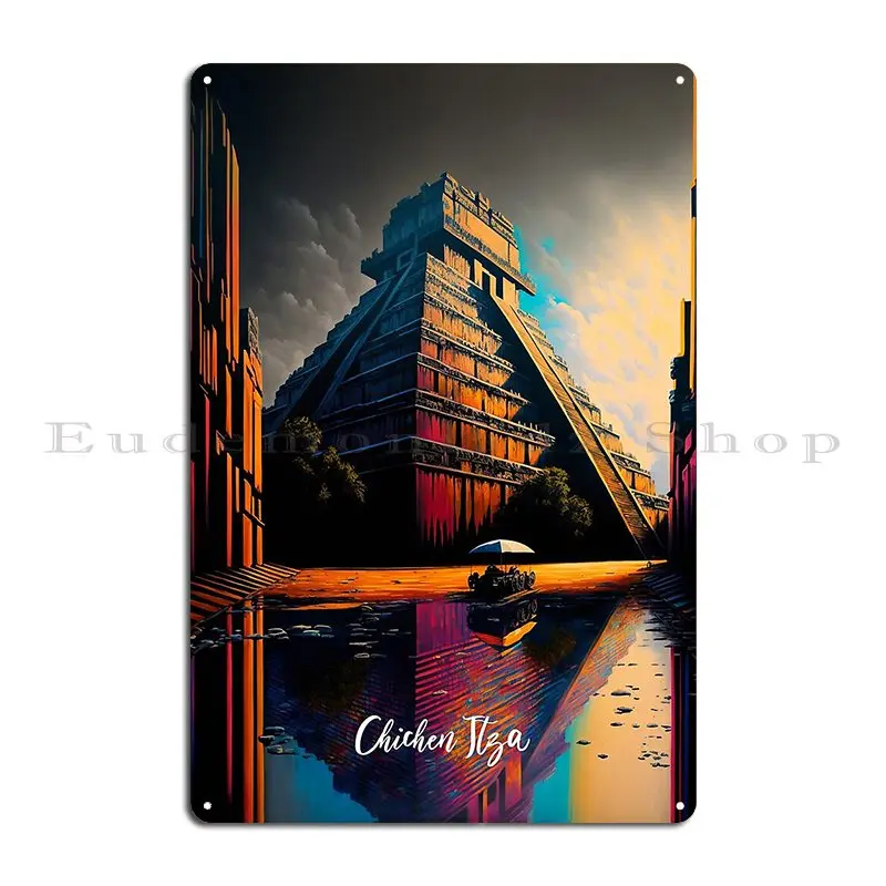 Artsy Chichen Itza 5 Metal Sign Home Wall Mural Custom Club Bar Kitchen Tin Sign Poster