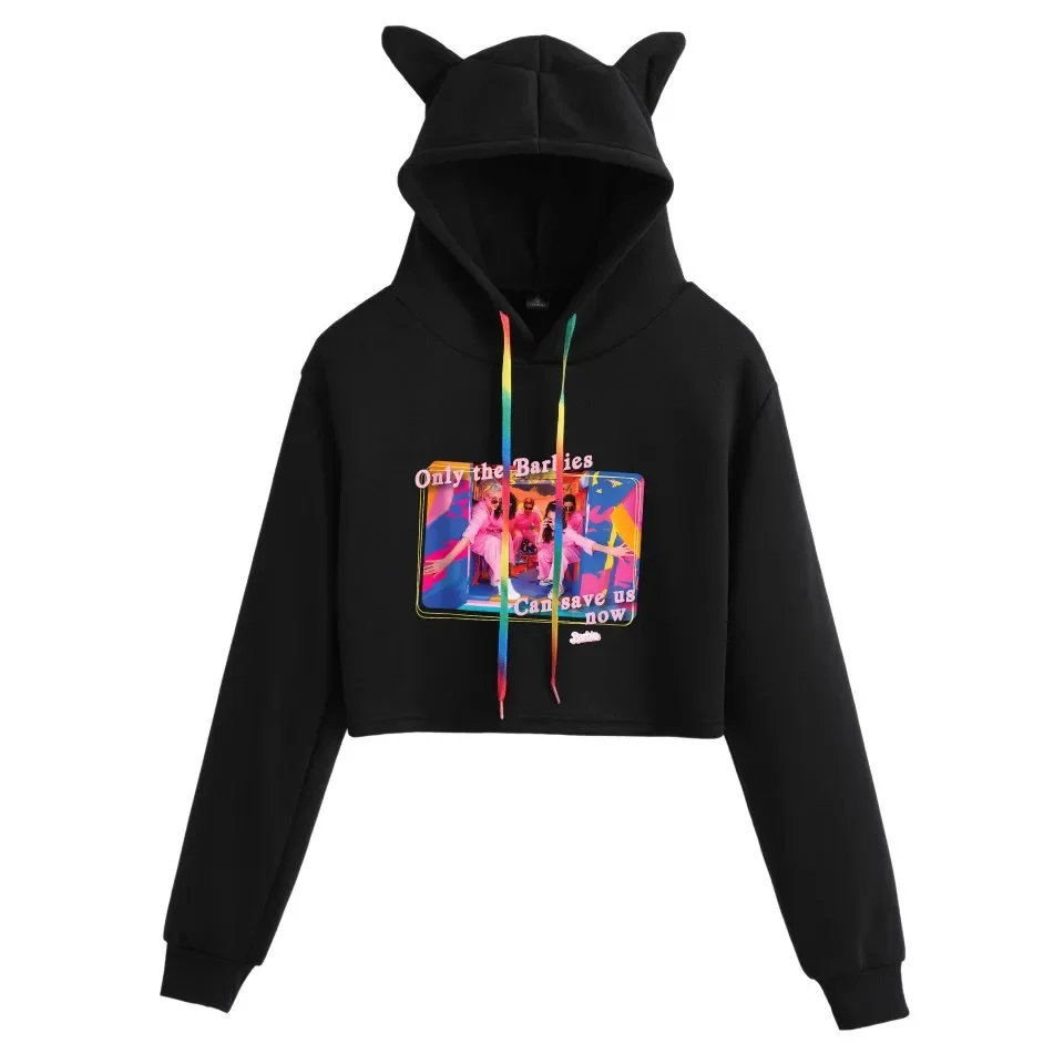 

MINISO Barbie The Movie Peripheral Two-dimensional Printed Cat Ears Waistless Sweatshirt, The Best Birthday Gift for Girls