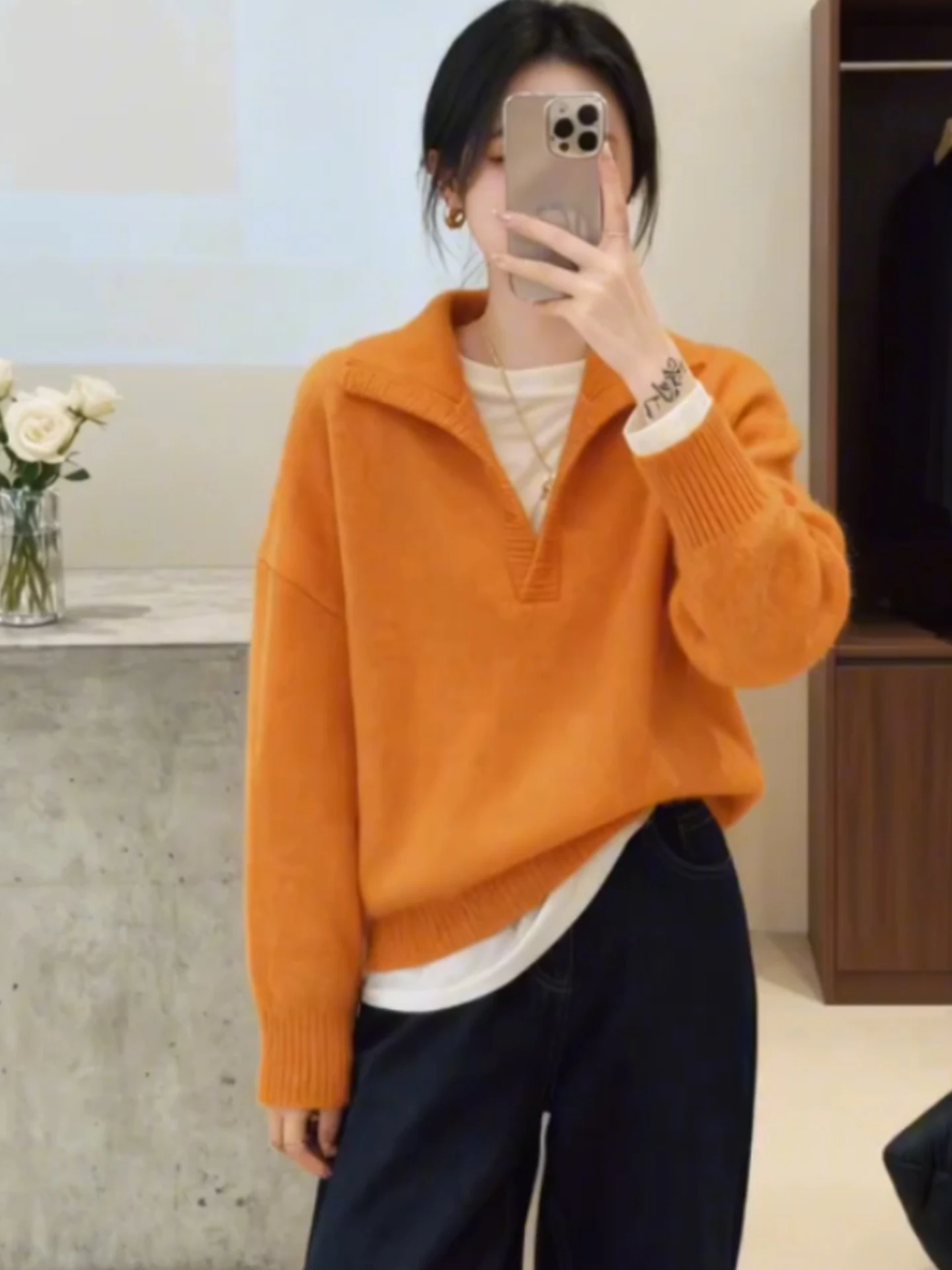 

Comfortable Knitted Camere Sweater Long Sve Overhead Sle Age-Defng Faionable Winter Clothes Versatile Ele Wome...