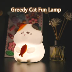 USB Rechargeable Silicone Cat Night Light Nursery Sleeping Touch Patting Lamp Kawaii Cordless Night Lights For Kids Room Decor