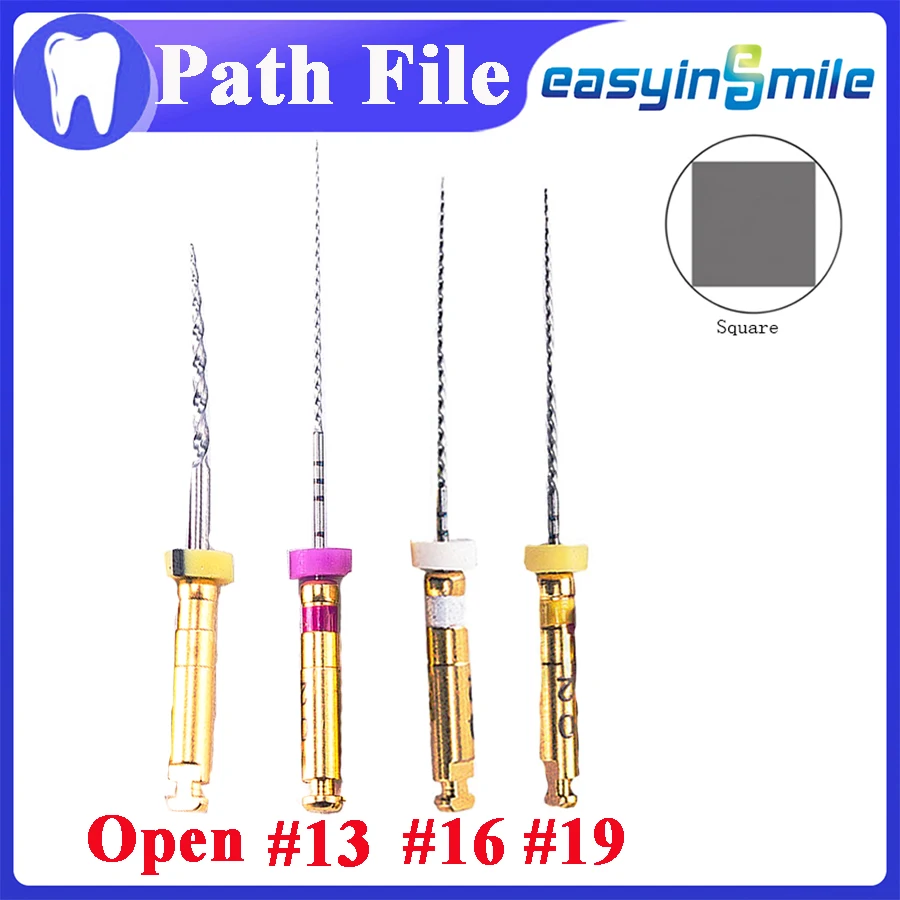 4Pcs Dental Endodontic Niti Rotary Files Endo X-PATH Universal Curved Canals Tips #13/#16/#19 02 Taper 21/25MM EASYINSMILE