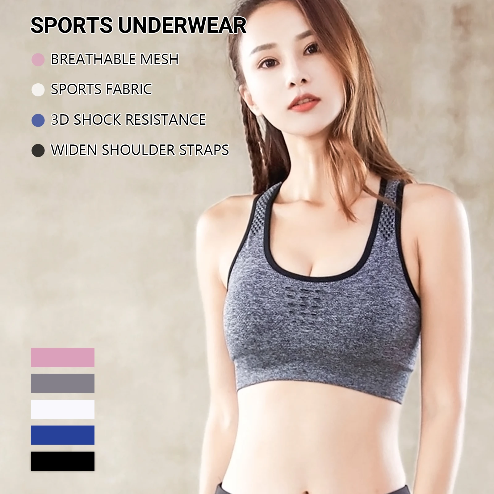 

IUSIBRALEA Women's Sports Bra Wire-Free Seamless High Support Large Cup Yoga Gym Running Activewear Breathable Bras