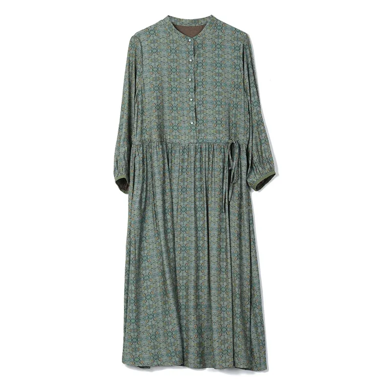 Vestido Midi plisado de seda azul con borlas para mujer, vestido informal de manga larga con cuello con volantes, vestido elegante coreano 2025