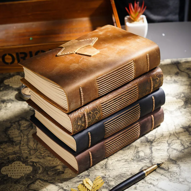 Hand-woven Notebook Genuine Leather A5 Size Sketchbook Retro Diary