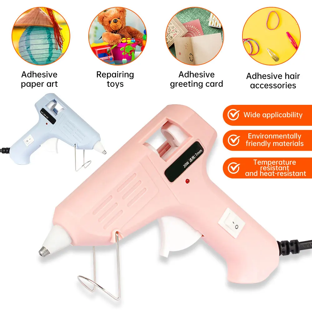 Household Lithium Electrothermal Glue Gun with 7mm Glue Sticks Hot Melt Glue Dispenser Heat Temperature Thermo Repair Tool