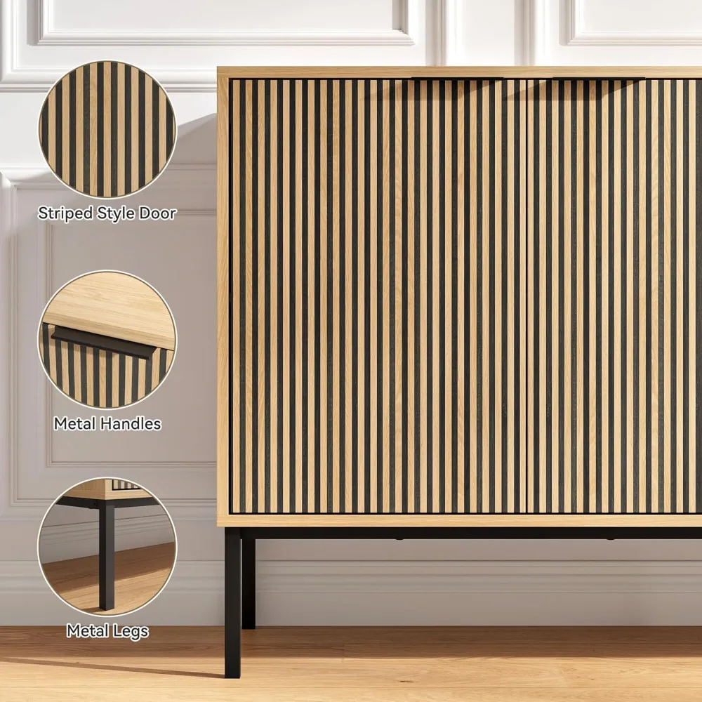 خزانة بوفيه جانبية مع مساحة تخزين، وخزانة Credenza الحديثة المزودة بأبواب وأرفف قابلة للتعديل، وخزائن تخزين لديني #5