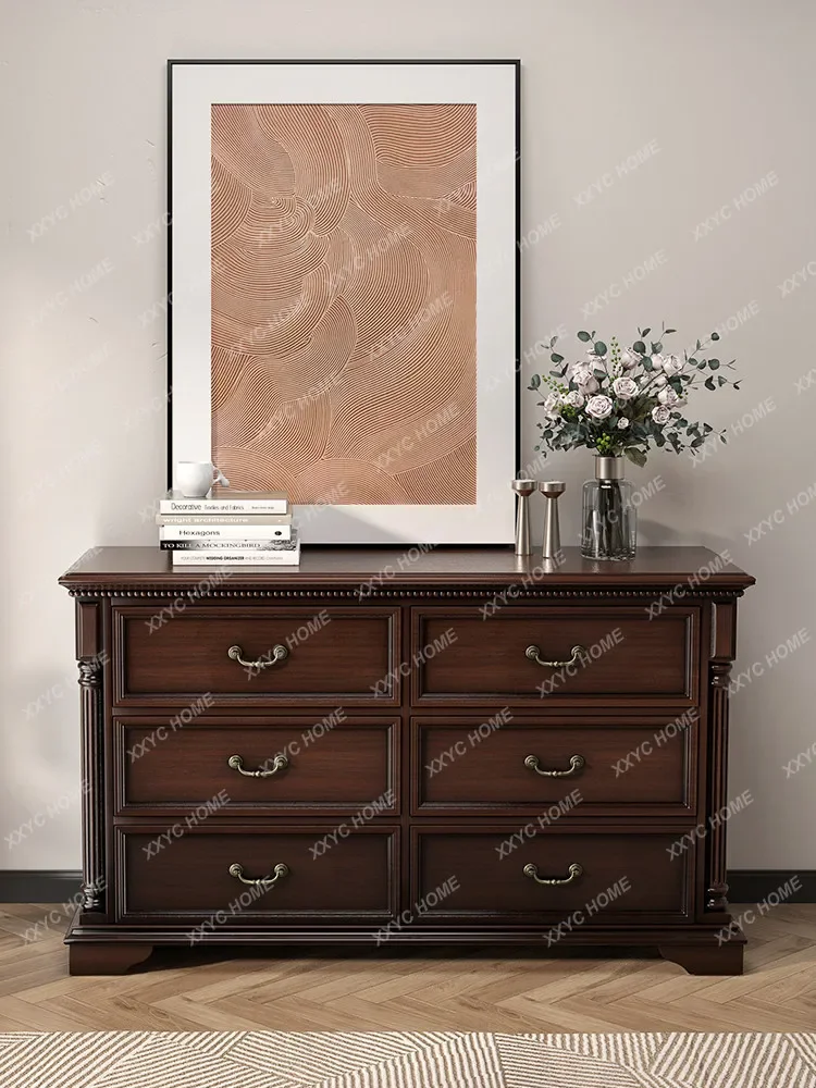 Living room against the wall six-chest cabinet dining side cabinet retro country solid wood bedroom drawer storage locker