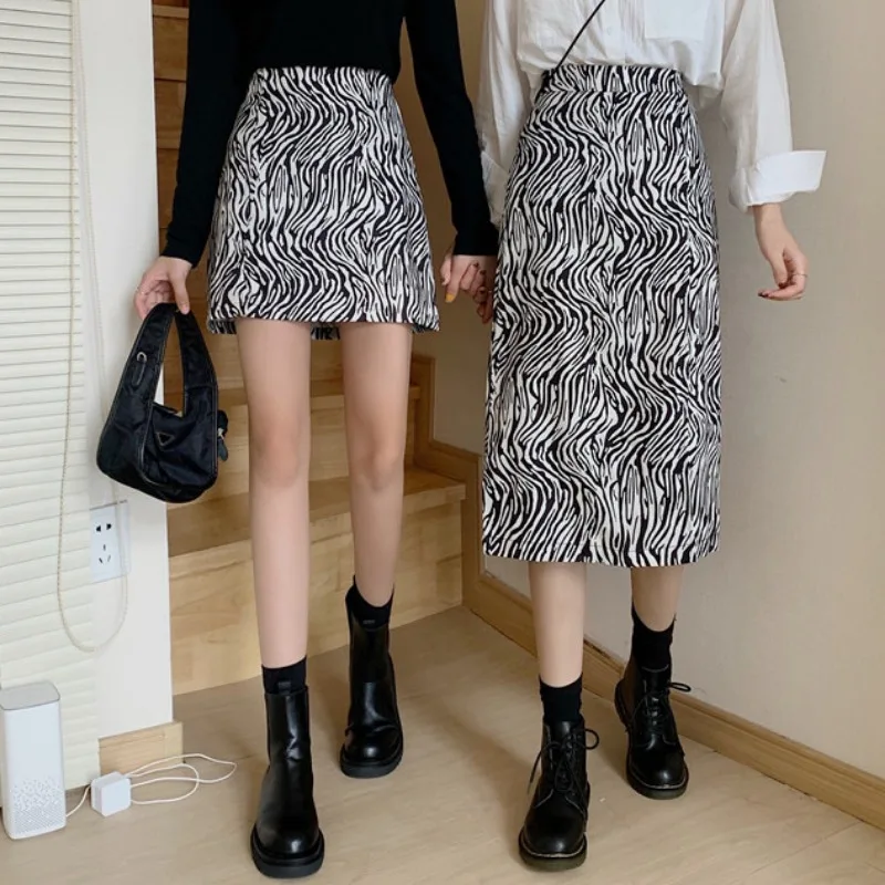 

MRMT 2024 Brand New Retro Port Style Zebra Skirt High Waist Thin Versatile Girlfriends A-Line Skirt Women's Women's Skirt