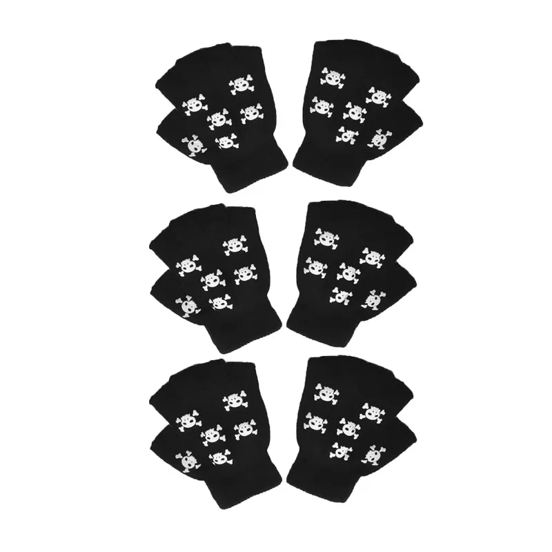 1/2/3/4 paar New Kids Halloween Skeletschedel Half Vinger Lichtgevende Punk Handschoenen Winter schedel Vingerloze Zwarte Wanten