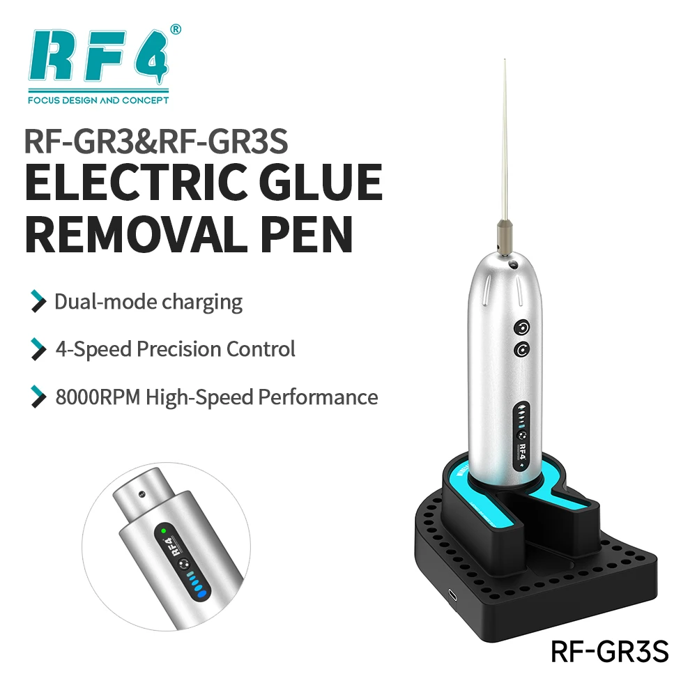 RF4 RF-GR3&RF-GR3S Electric Glue Removal Pen 4-speed Adjustment for Mobile Phone Motherboard IC CPU Repair Glue Removal Tool