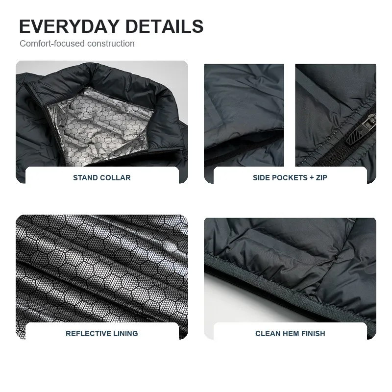 Bild 5: Herren Weiße Daunenjacke Graphen-Thermo-Pufferjacke Winddicht Plissierter Stehkragen Lässige Winterjacke