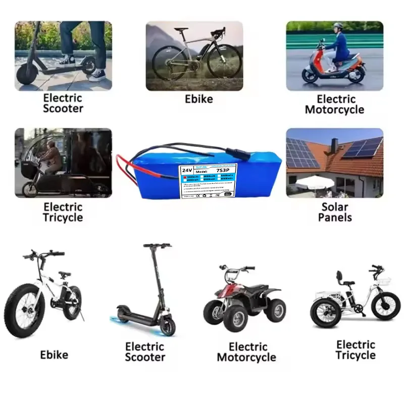 بطاريات ليثيوم قابلة لإعادة الشحن 2025 18650 7S3P 29.4V 15000Ah avec BMS adaptée aux motteurs 24V - 29.4V + شاحن 2A