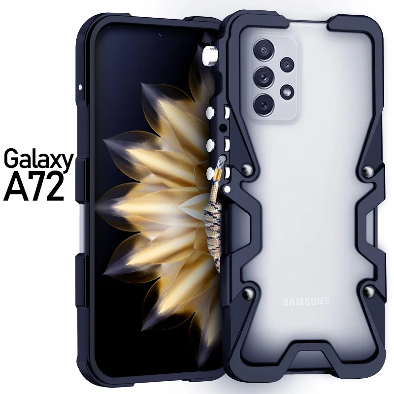 

Luxury Armor Metal Aluminum Phone Bumper For Samsung Gaxay A17 A15 A16 A26 A25 A33 Cover Mechanical Purely Handmade Skull Case