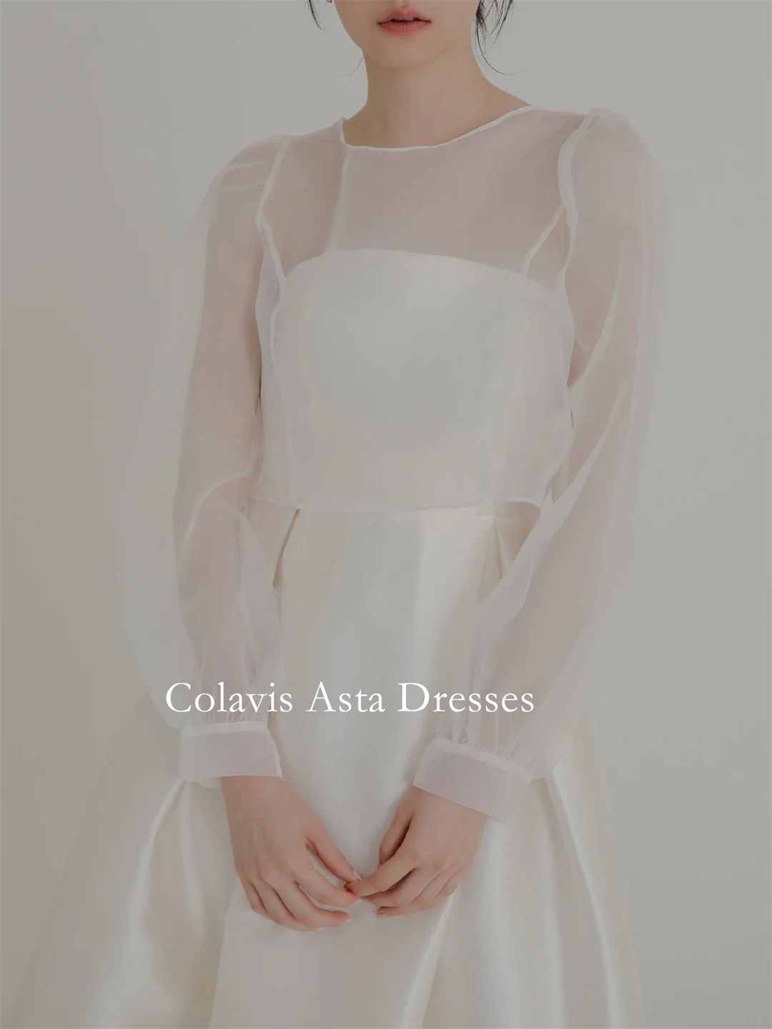 Colavis ชุดเดรสแต่งงานสุดหรูแบบสองชิ้นสำหรับถ่ายภาพเจ้าสาวความยาวถึงพื้นสไตล์เกาหลีสำหรับงานปาร์ตี้เจ้าสาวกลางแจ้ง