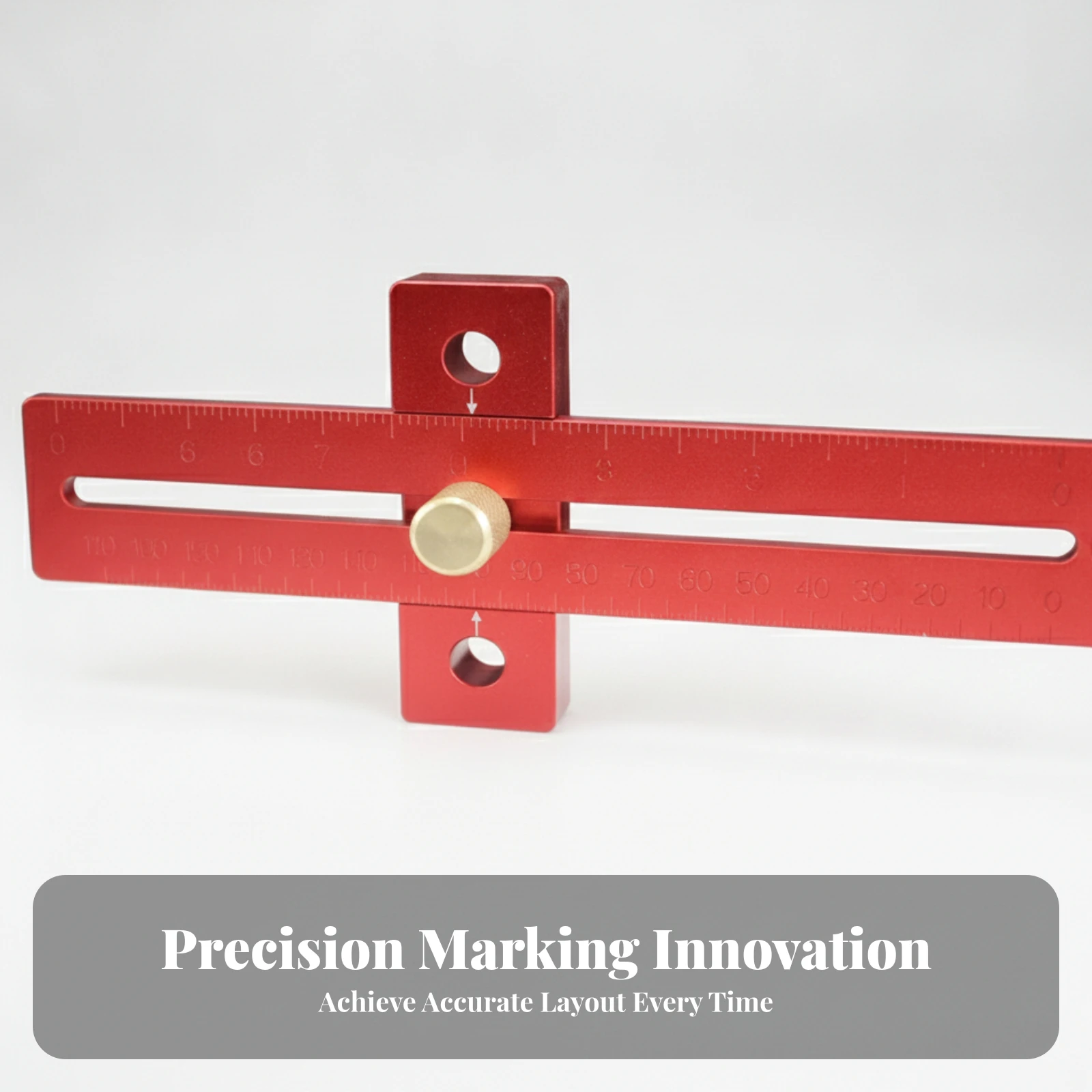 Square Marking Ruler Slotted Body Locking Square Ruler Perpendicular Block Anodized Finish for Workshop, Woodworking