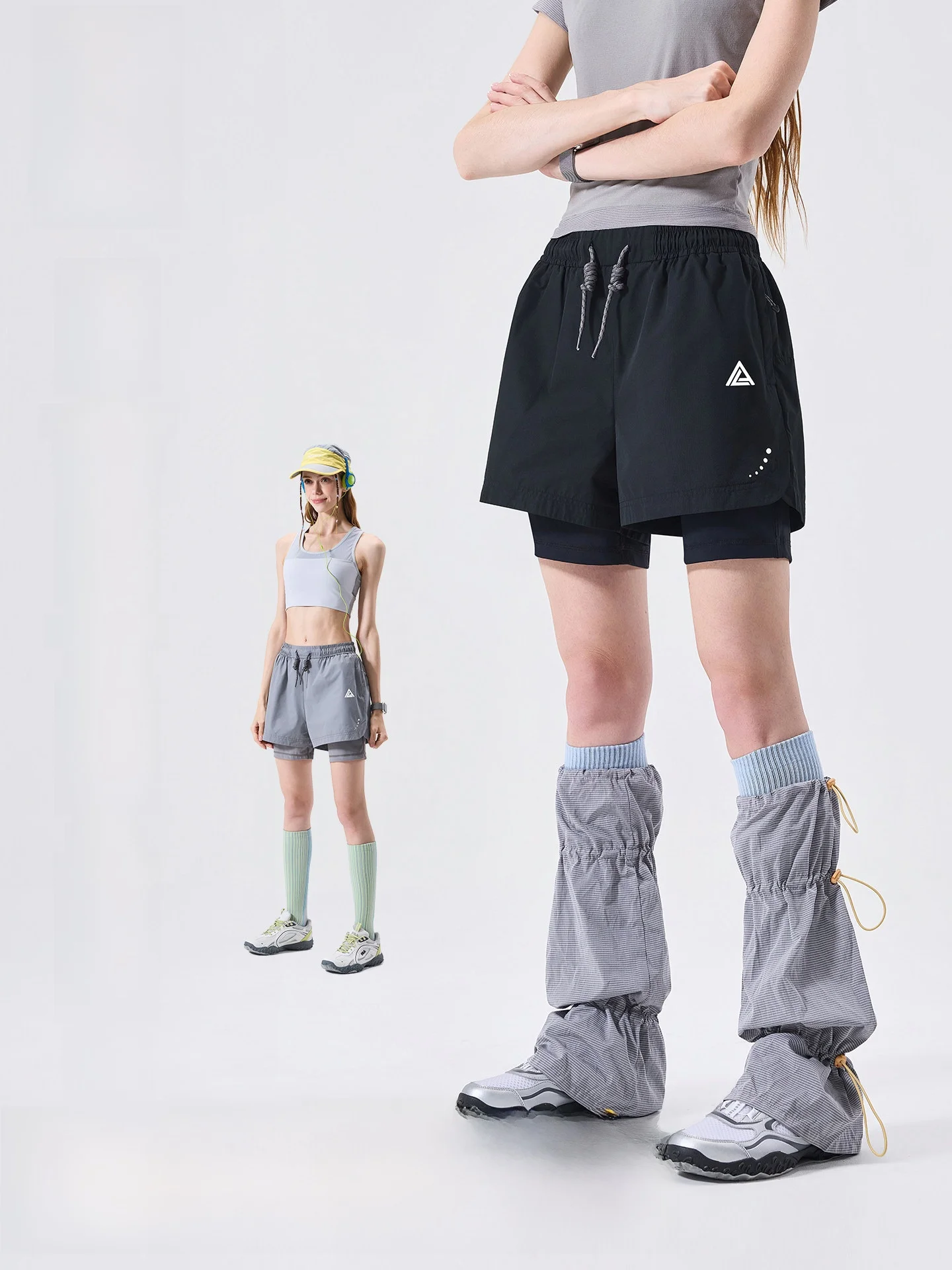 LAZY DAY Outdoor UPF50 Anti-Uv Two-In-One Shorts Women's Summer Windproof Waterproof Sports Five-Quarter Length Pants