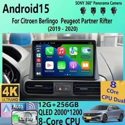 Car Radio Carplay For Citroen Berlingo 2019 Peugeot Partner Rifter 2020 For Opel Combo Navigation GPS Android Auto WiFi No 2din