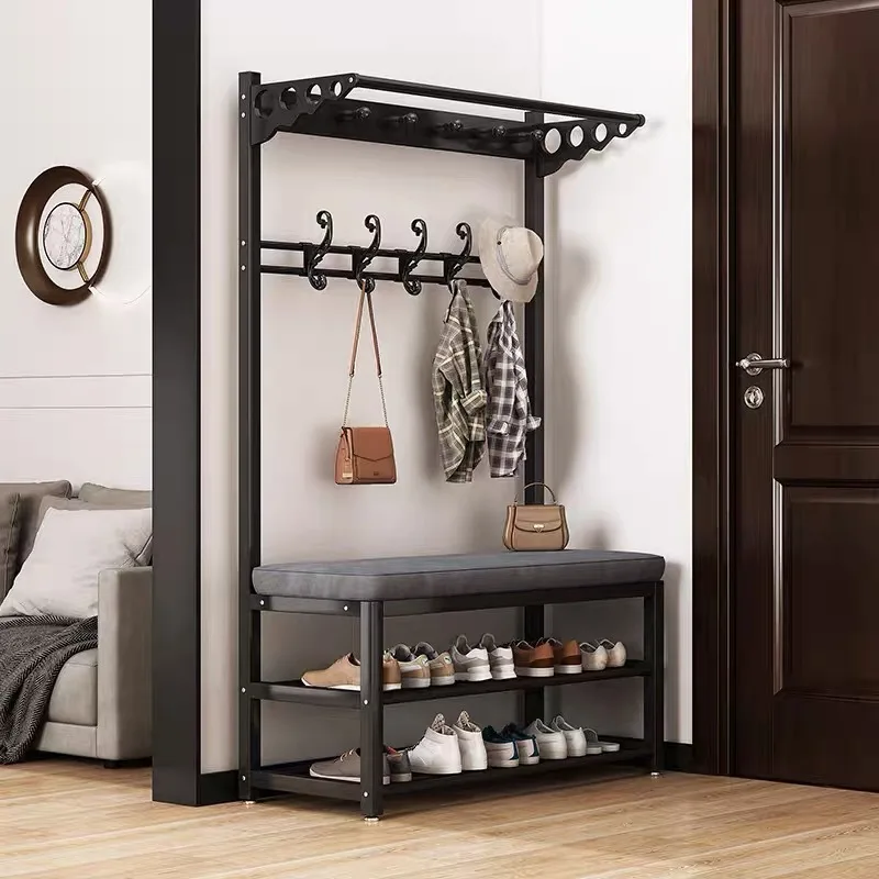 Shoe change stool hanger integrated home entrance door coat rack multi-functional shoe stool hanger simple integrated rack