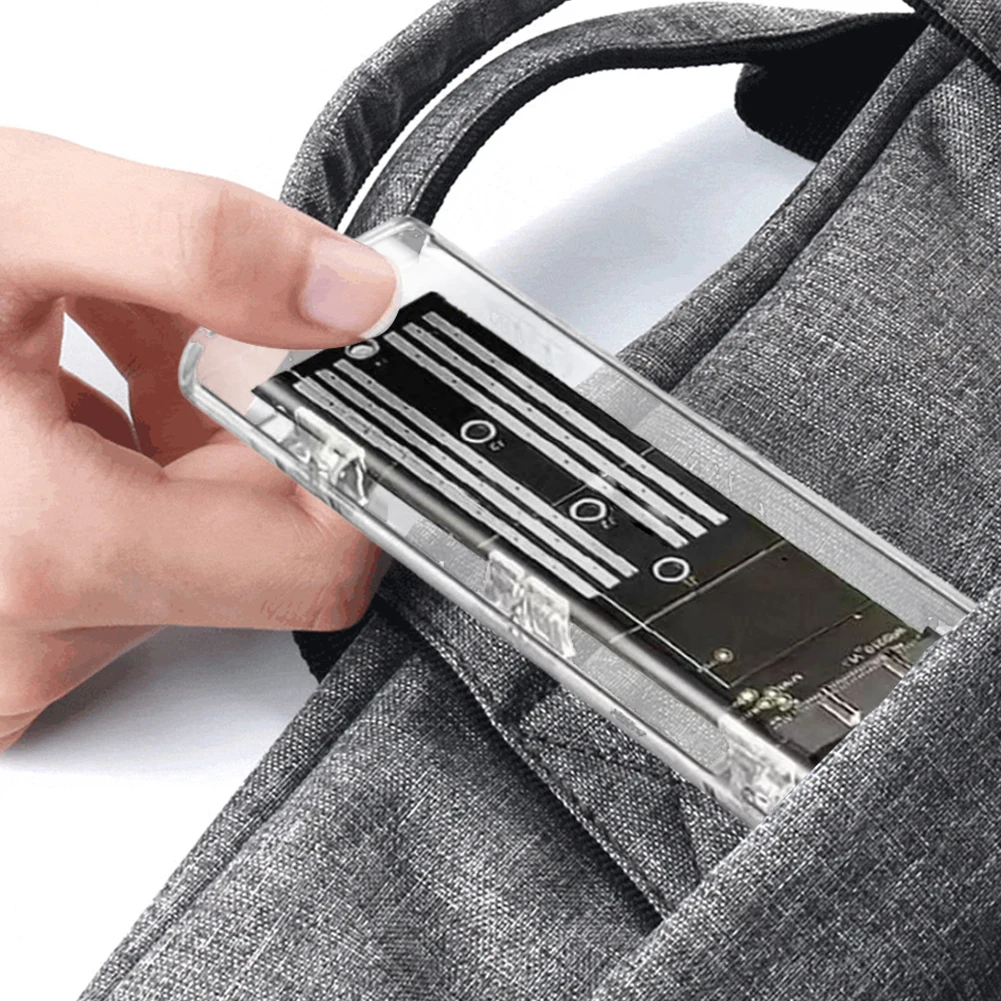 

M.2 NGFF SATA Type C USB 3.1 Hard Disk Box 10Gbps Transparent External SSD Case SSD Enclosure for 2230/2242/2260/2280