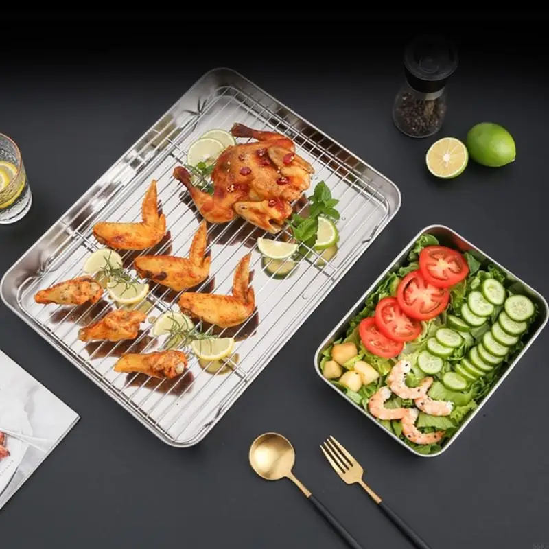 Stainless Steel Roasting Baking Tray with Wire Rack For Uniform Cooking Result 55KF