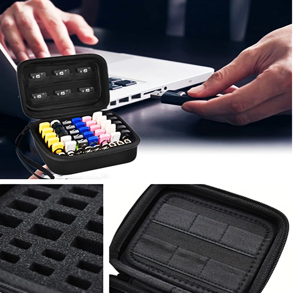 Estuche para unidad Flash USB, soporte para unidad de pulgar, tarjeta SD, organizador de tarjeta de memoria, bolsa de almacenamiento para unidad Flash USB a prueba de polvo, accesorios portátiles