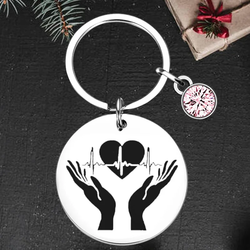 Cute Medical Nurse Doctor gift Keychain Pendant Heart Heartbeat Love Key Chains Nursing Day gift