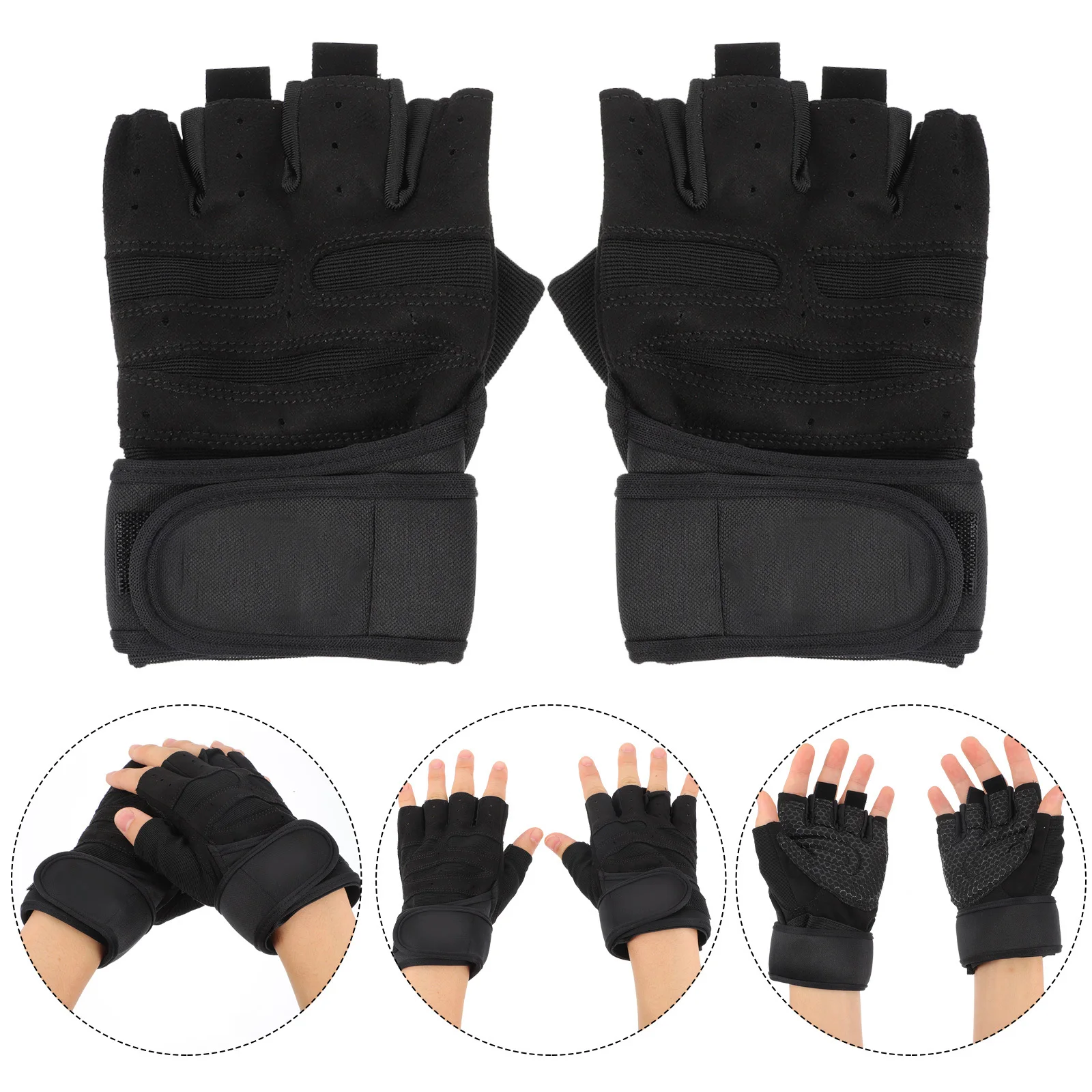 

1 Pair Fitness Half-Finger Gloves Men'S Breathable Anti-Slip Workout Gloves For Climbing Weightlifting Riding Black L