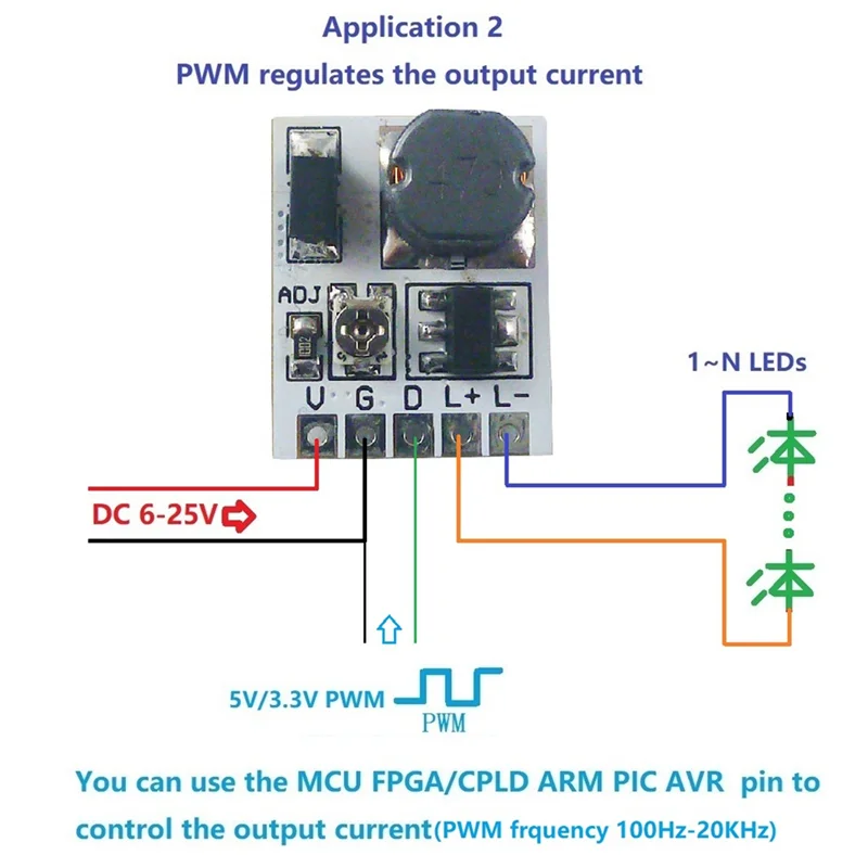 A37T-LD24AJTA_MINI DC 6-25V 12V 24V LED Dimming Control 0-910MA Constant Current Adjustable PWM LED Driver Module Board