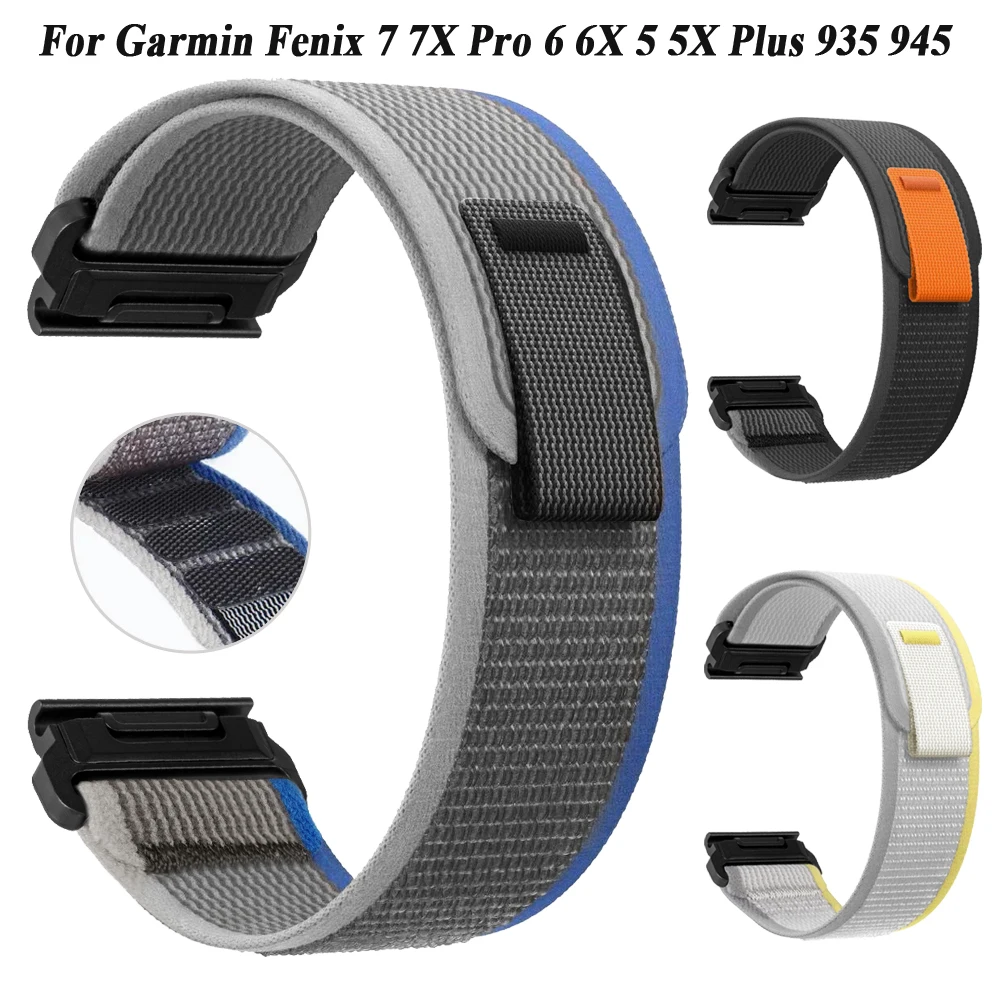 22 26mm Loop Nylon Watch Strap For Garmin Fenix 7 7X 6X 6 Pro 5 5X Plus 3 3HR Belt 945 Epix Tactix Enduro 2 QuickFit Band Correa