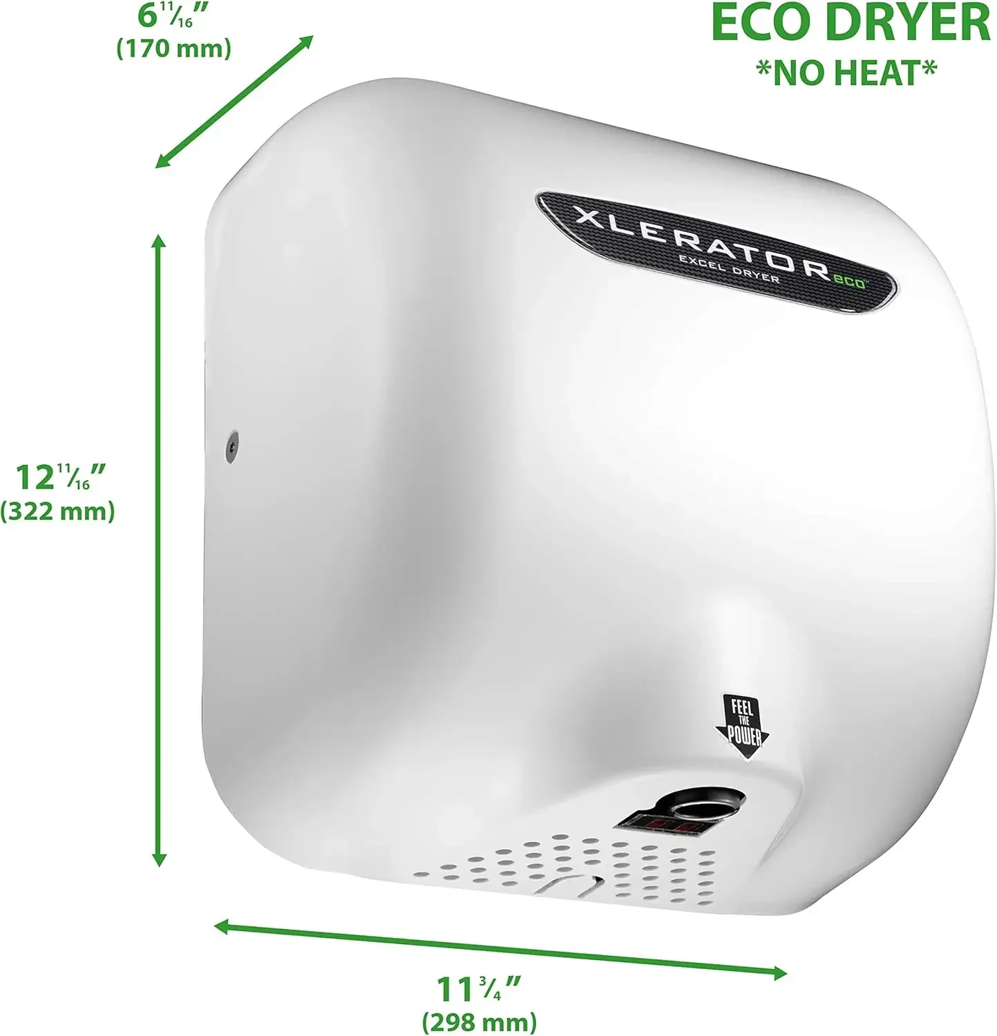 High Speed Commercial Hand Dryer, White  Cover, Automatic Sensor, Surface Mount