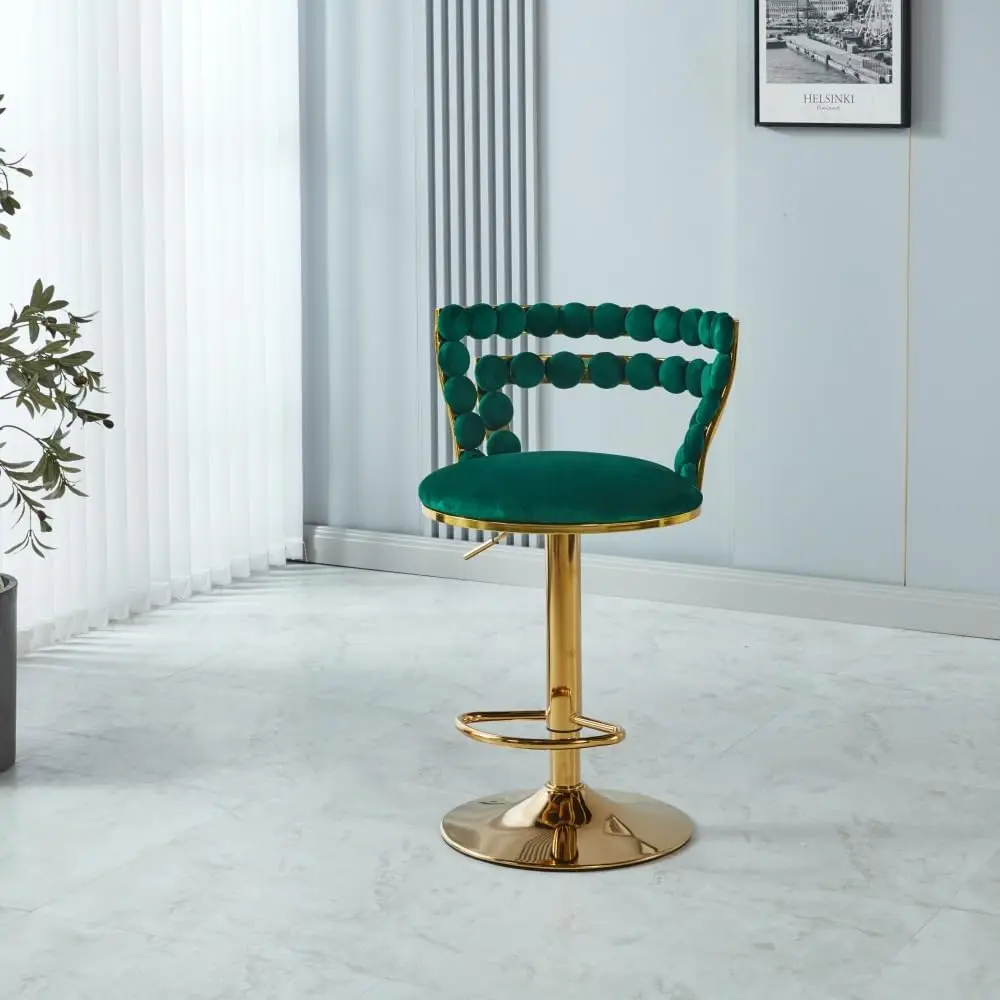 Modern Bar Chair(Set Of 2) With Golden Color Iron Tube Legs, Soft Cushions And Comfortable Backrest, Suitable For Dining Room,