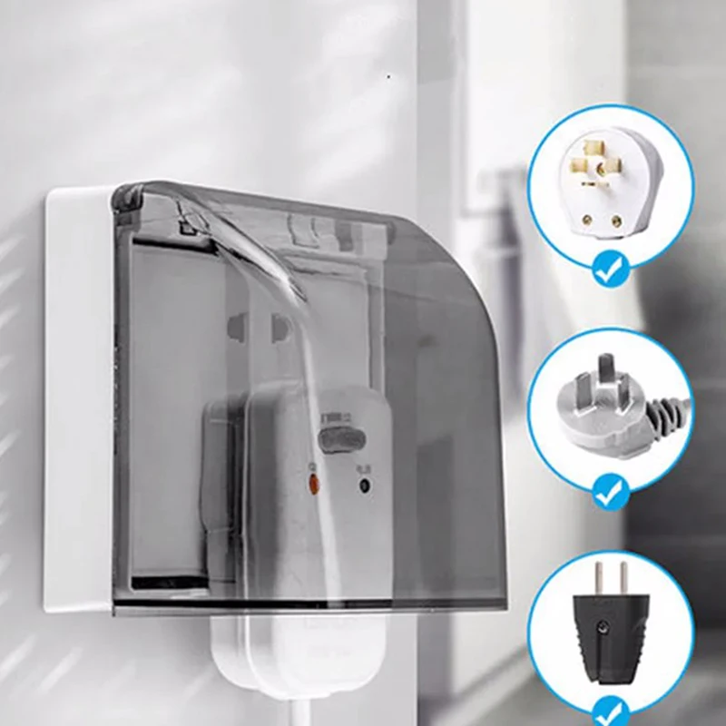 86 Type Heightened Waterproof Splash Box Self-adhesive Electrical Wall Socket Switch Protection Cover Bathroom Accessories