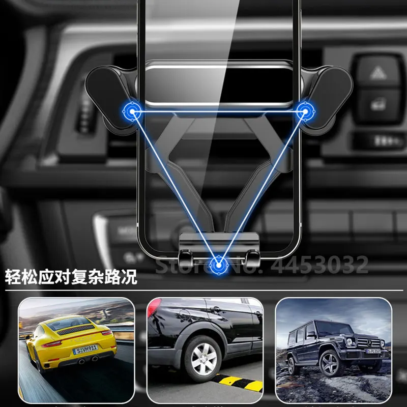 重力自動車電話ホルダーのためのプジョー4008 5008 308 2008 3008 207換気口携帯携帯電話スタンドgpsアクセサリー
