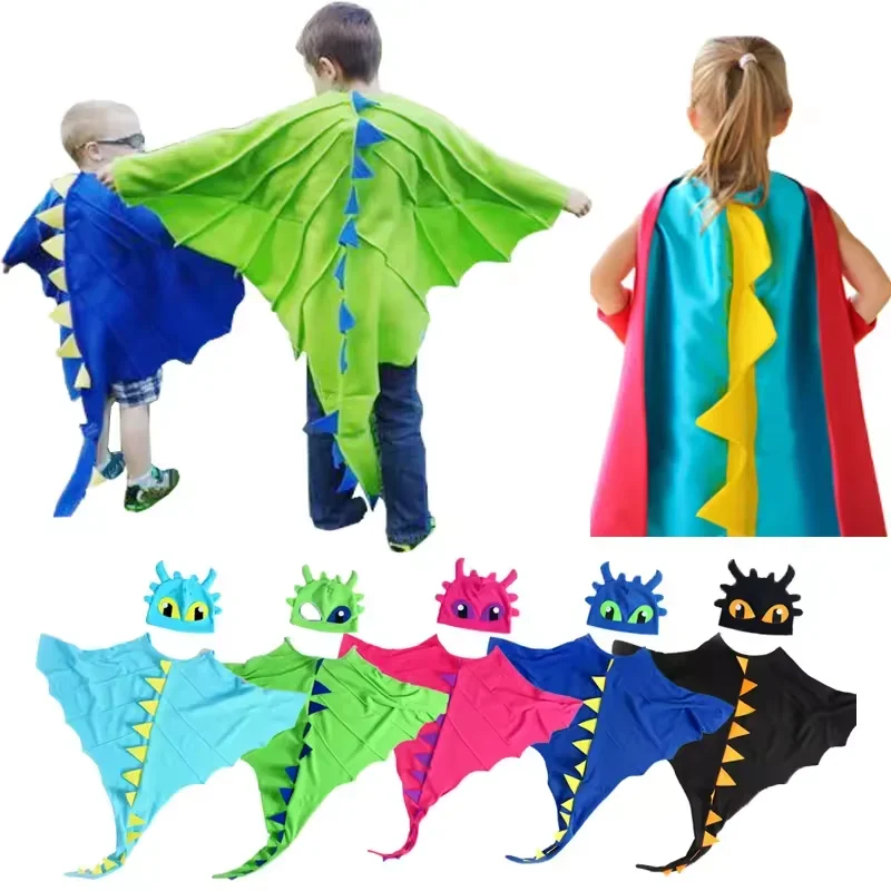 Bambini Halloween Dinosauro Coaplay Guanti Cosplay Mantello Set Carnevale per bambini Festa di compleanno Vestito da spettacolo divertente Puntelli Vestito